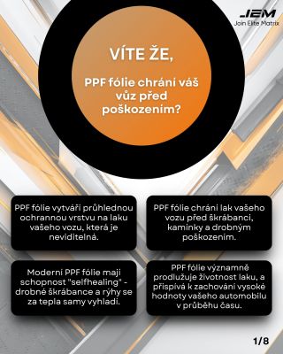 Víte, že PPF fólie chrání váš vůz před poškozením? Neviditelný štít pro vaše auto! #JEMPPF #OchranaAuta #AutoDetailingCZ...